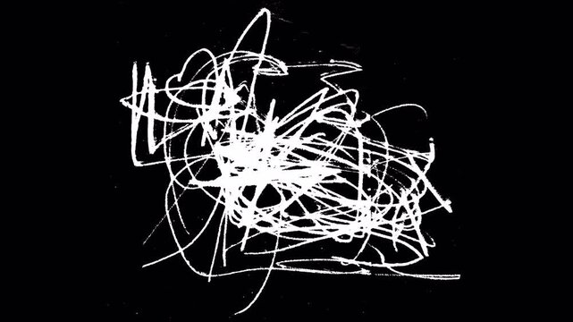 White texture of drawing with crayons and pencil on a black screen