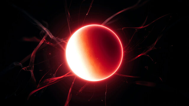 Glowing red orb with abstract tendrils