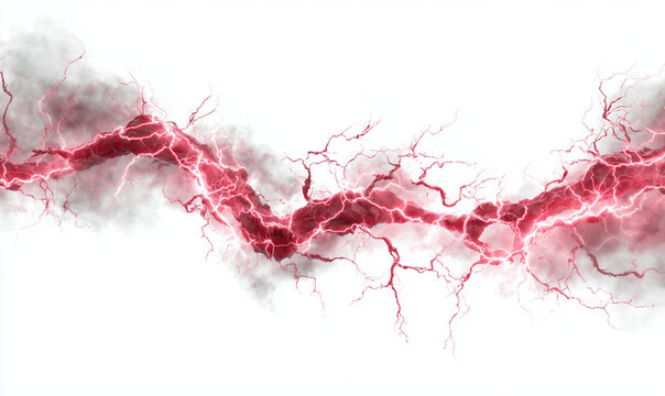 Black lightning wrapped around red lightning ,Black lightning wrapped around red lightning, white background, realistic lightning.