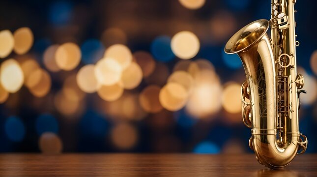 Elegant Saxophone with Blurred Lights in a Warm Atmosphere