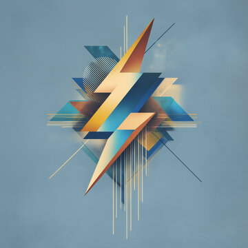 Lightening bolt and geometric design with clean lines.