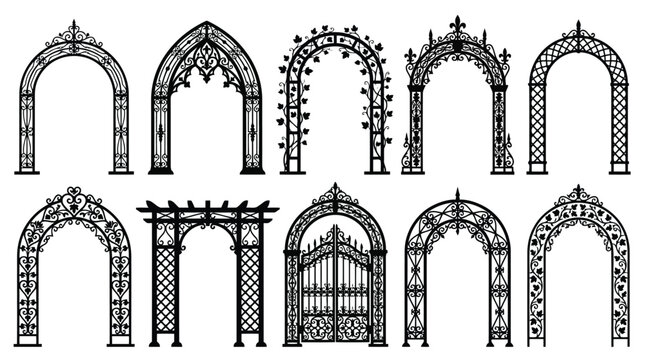 Medieval church architecture line art collection