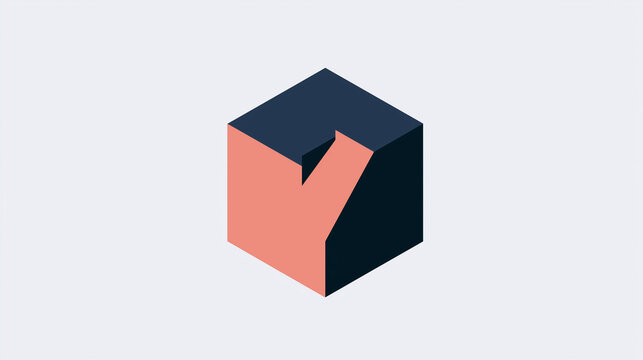 Abstract 3d cube with notch cut in front face