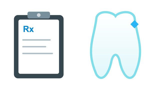 Doctor Medical Prescription Clipboard and Tooth Dental Icon Set