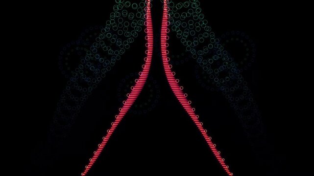 Abstract digital background with glowing red lines and blue circles vector illustration, editable stroke