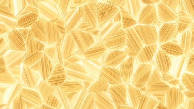 Golden geometric facets shift across a luminous abstract field. Luxury branding, event graphics, and fashion promos.