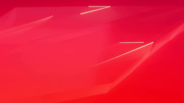 Red geometric planes and glowing lines shift through an abstract digital light field. Technology presentation, event screen design, and entertainment title sequence.