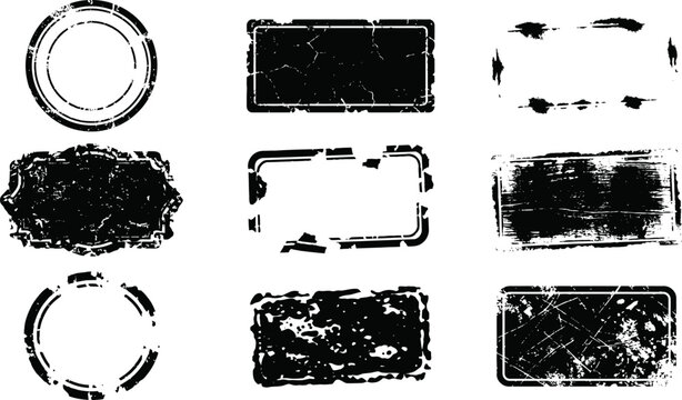 Set of grunge rubber stamp frames and distressed vector borders