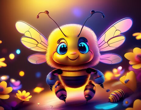 cute bee in 3d style