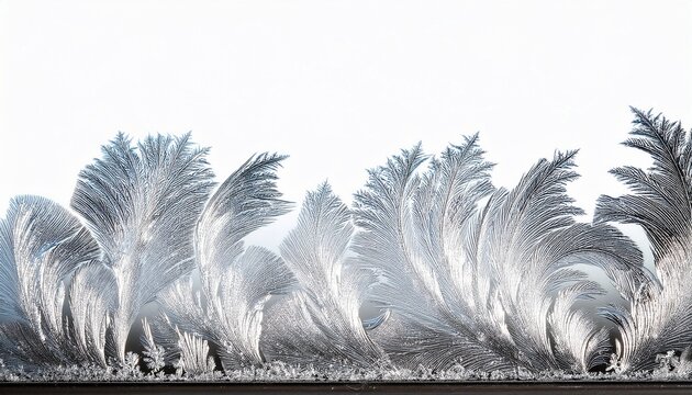 frost crystals along window edge overlay isolated on white background