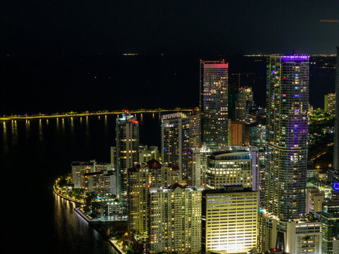 Urban landscape night aerial photo 2026