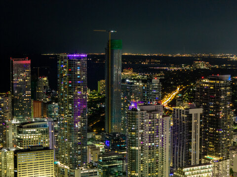 Urban landscape night aerial photo 2026