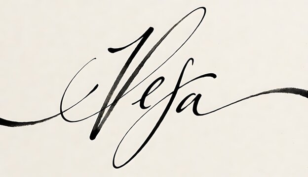 Elegant black ink calligraphy script lettering on a textured off-white paper background.