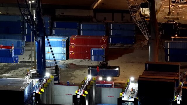 Cargo containers in transit loading unloading Port Miami