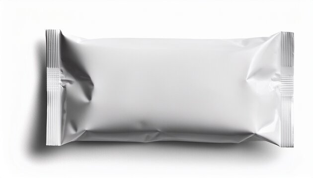 white blank snack bag mockup for chips crisps or food packaging isolated on white background