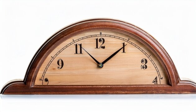 wooden clock isolated on white background
