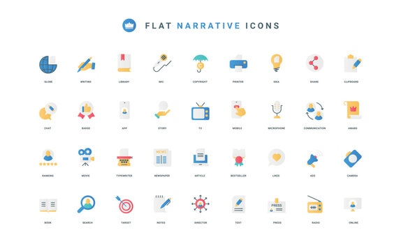 Copyright protection, feedback and ranking of article thin symbols vector illustration. Storytelling, narrative content and tool, idea of author and writer flat icon set
