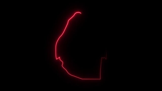 Eswatini map outline with glowing red neon light effect on a solid black background video