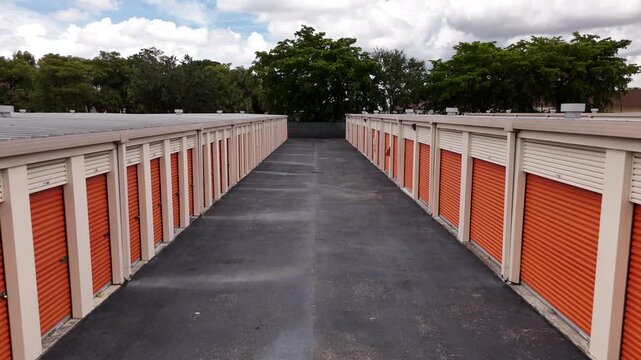 Slow motion through a self storage facility