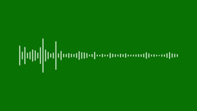 Audio waveform visualizer animation, White audio waveform spectrum animation, alpha channel, music equalizer rhythm bars overlay effect 4k video on green background