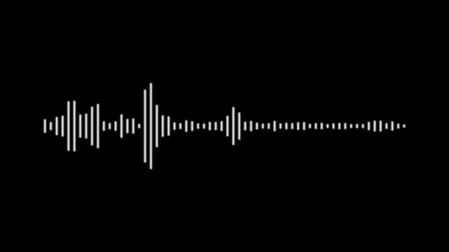 White and black audio visualization effect, music waveform signal, digital audio meter display, animated equalizer patterns for video editing and compositing projects in 4k looping video