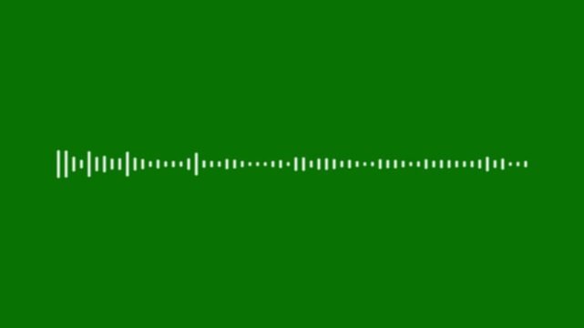 White and green audio visualization effect, music waveform signal, digital audio meter display, animated equalizer patterns for video editing and compositing projects in 4k looping video