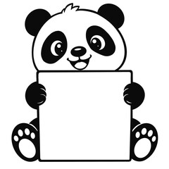 Cute Panda Holding Blank Sign Illustration © Совгіра Марина