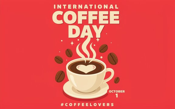 International coffee day illustration with coffee cup