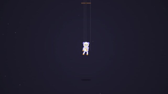 Minimalist Digital Art of a Small Astronaut Marionette Puppet Floating in Vast Dark Outer Space