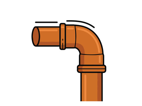 Industrial orange elbow pipe fitting illustration isolated on white background