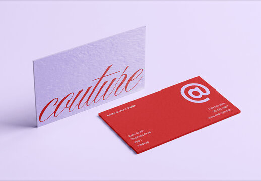 Business Card and Envelope Mockup on Solid Background
