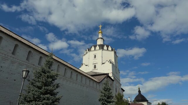 Golden domes with crosses on churches in Russia, Sviyazhsk Island near Kazan