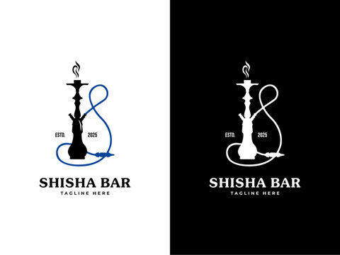 shisha bar logo design template with tagline