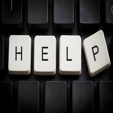 HELP Spelled on Computer Keyboard