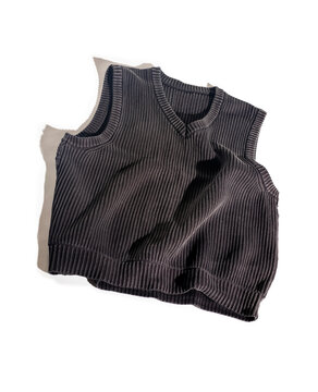 Image of a grey vest layed on a white background.