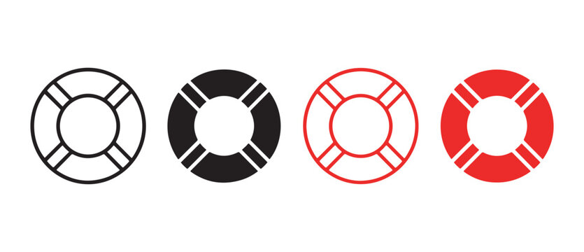 Lifebuoy Rescue Safety Ring Icon Set