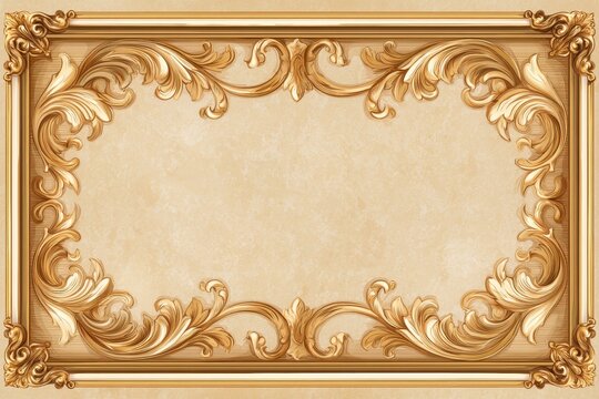 Classic ornamental frame illustration featuring elaborate acanthus leaves and symmetrical corners on parchment background