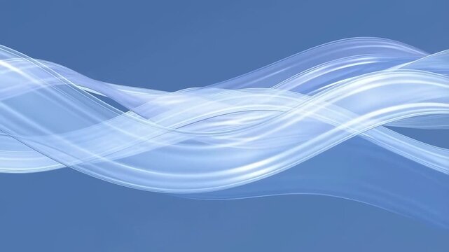 Translucent wave ribbons undulate across a blue abstract digital background. Website hero, title sequence, and technology branding.