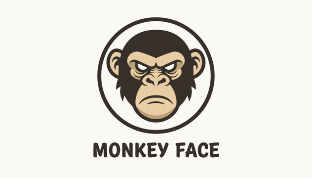 Angry monkey face logo in a circle with bold typography below on an off-white background for branding purposes.