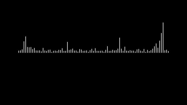 sound wave audio wave from isolated on black background. waveform equalizer and visualization music waveform signal, digital audio meter display, alpha channel transparent 4K