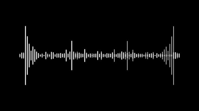 Audio waveform visualizer animation, white sound wave spectrum on .Music sound wave or audio waveform. Audio spectrum black.background, 4k