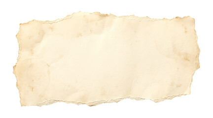 Fototapeta premium Vintage aged blank paper with torn edges and water stains, paper cut out