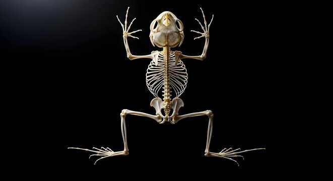Frog skeleton anatomy biology science illustration educational chart medical study vertebrate osteology