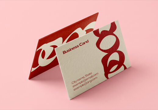 Business Card and Tent Card Mockup on Solid Background