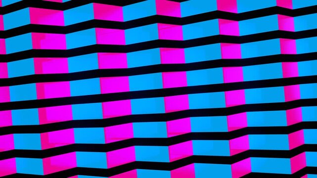 Cyan and Pink Movement of Glossy Rectangles Background VJ Loop in 4K