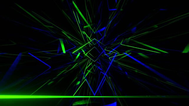 Green and Deep Blue Neon Wave Expansion Tunnel Background VJ Loop in 4K