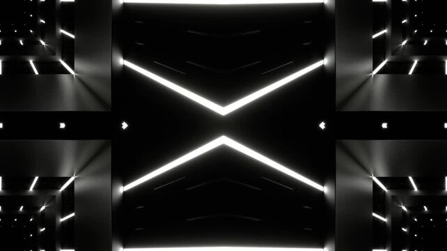 Squares with White Neon Lines Kaleidoscope Background VJ Loop in 4K