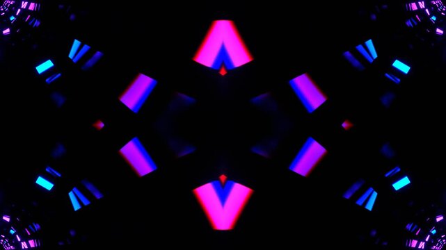 Purple and Blue Neon Squares Floating Kaleidoscope Background VJ Loop in 4K