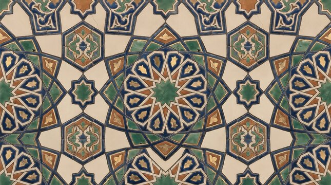 Abstract geometric pattern with stars and floral shapes