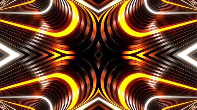 Orange and White Neon Movement in Spiral Ellipse Kaleidoscope Background VJ Loop in 4K
